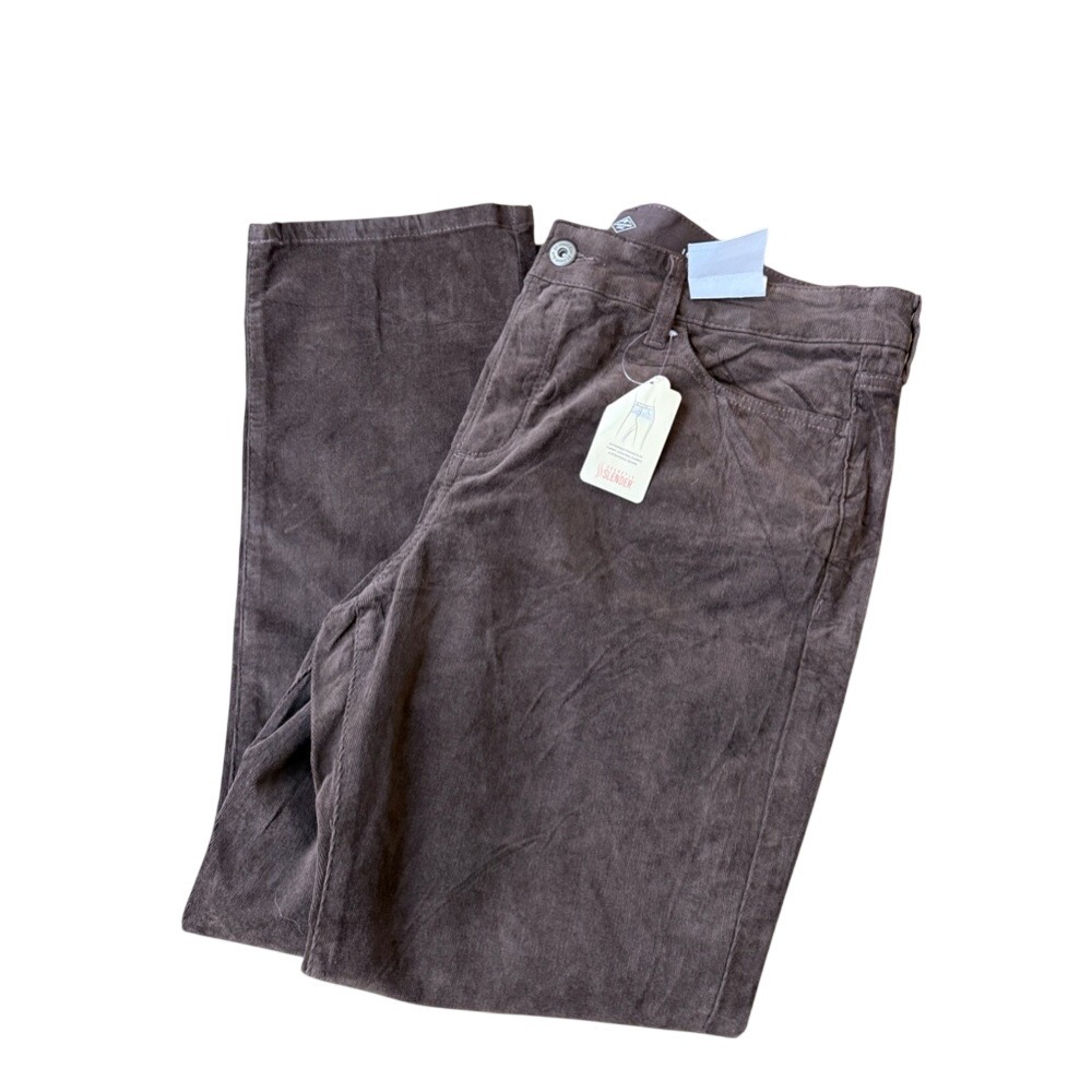 St Johns Bay Corduroy Pants Brown Straight Leg Secretly Slender 16P New